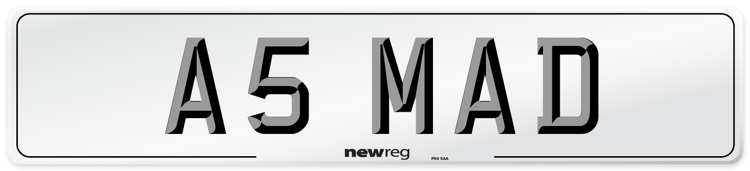 A5 MAD Number Plate from New Reg